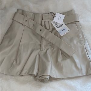 NWT Zara Vegan Leather Shorts with Belt